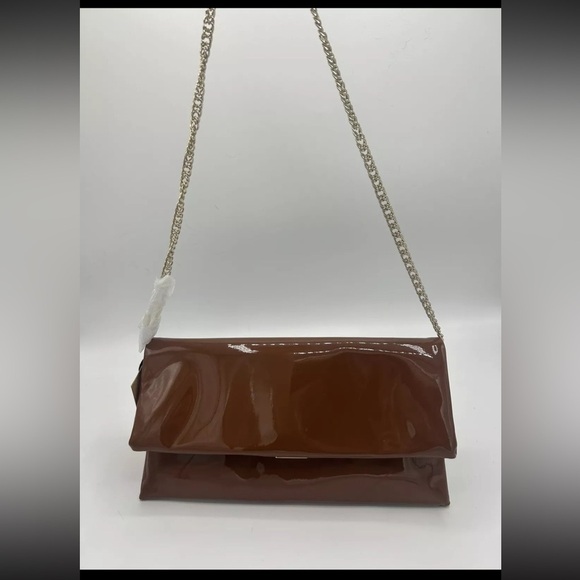 Steve Madden Handbags - Steve Madden Clutch With Removable Gold Chain Strap Cognac